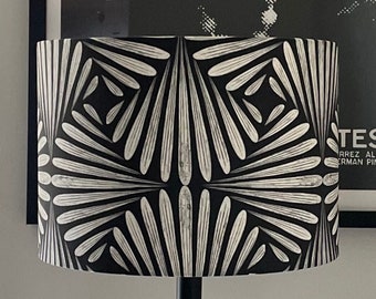 SIZE S ONLY - Handmade Drum Lamp shades - Black and White Drum Lampshades  - Scallops Lampshades - Shell Lampshades