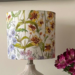 Handmade Drum Lamp shades Floral Drum Lampshades Romantic Colorful Lampshade Floral Flowers image 1