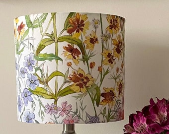 Handmade Drum Lamp shades - Floral Drum Lampshades  - Romantic - Colorful Lampshade - Floral - Flowers