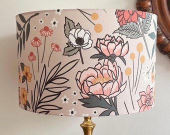 SIZE L ONLY - Handmade Drum Lampshades - Floral Drum Lampshades  - Jungle - Colorful Lampshade - Roses - Blooms - Romantic