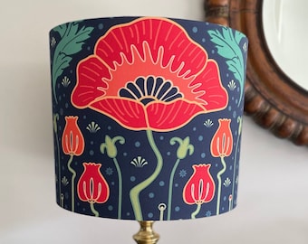 Handmade Drum Lampshades - Floral Drum Lampshades - Whimsical - Fanciful - Art nouveau