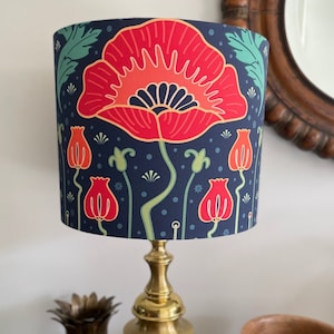 Handmade Drum Lampshades - Floral Drum Lampshades - Whimsical - Fanciful - Art nouveau