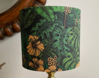 Handmade Drum Lamp shades - Floral Drum Lampshades - Hibiscus - Jungle