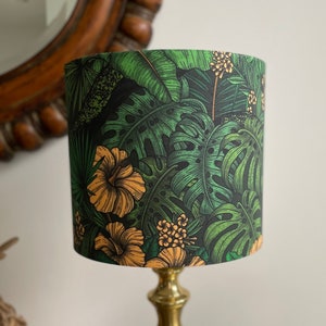 SIZE M ONLY - Hibiscus Lampshades - Handmade Drum Lamp shades - Floral Drum Lampshades - Jungle Lampshade