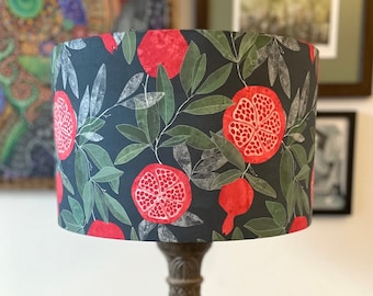 Handmade Drum Lamp shades - Pomegranate Lampshades  - Colorful Lampshade - Red - Thanksgiving- Christmas - Holidays -