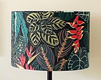 SIZE L ONLY - Handmade Drum Lampshades - Floral Drum Lampshades - Jungle - Tropical