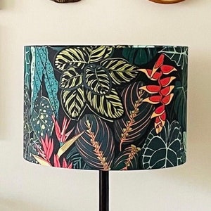 SIZE L ONLY Handmade Drum Lampshades Floral Drum Lampshades Jungle Tropical image 1