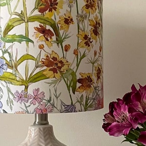 Handmade Drum Lamp shades Floral Drum Lampshades Romantic Colorful Lampshade Floral Flowers image 2