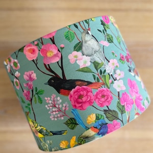 SIZE L ONLY Handmade Drum Lamp shades Floral Drum Lampshades Birds And Blooms Colorful Lampshade Pink Birds Chinoiserie image 3