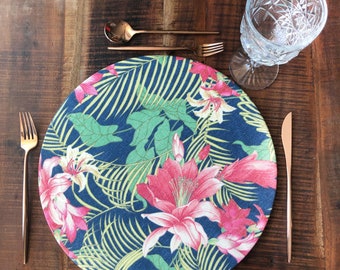 Charger Plates - Place Mats - Sousplats - Removable Fabric Covers - Washable Fabric Covers - Table Decor - Table Setting - Tablescape