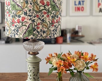 SIZE S ONLY - Handmade Drum Lamp shades - Floral Drum Lampshades  - Luna Moth - Butterfly Lampshade -  Colorful Lampshades - Art Nouveau