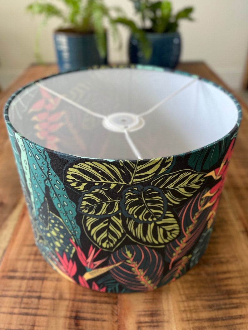 SIZE L ONLY Handmade Drum Lampshades Floral Drum Lampshades Jungle Tropical image 4