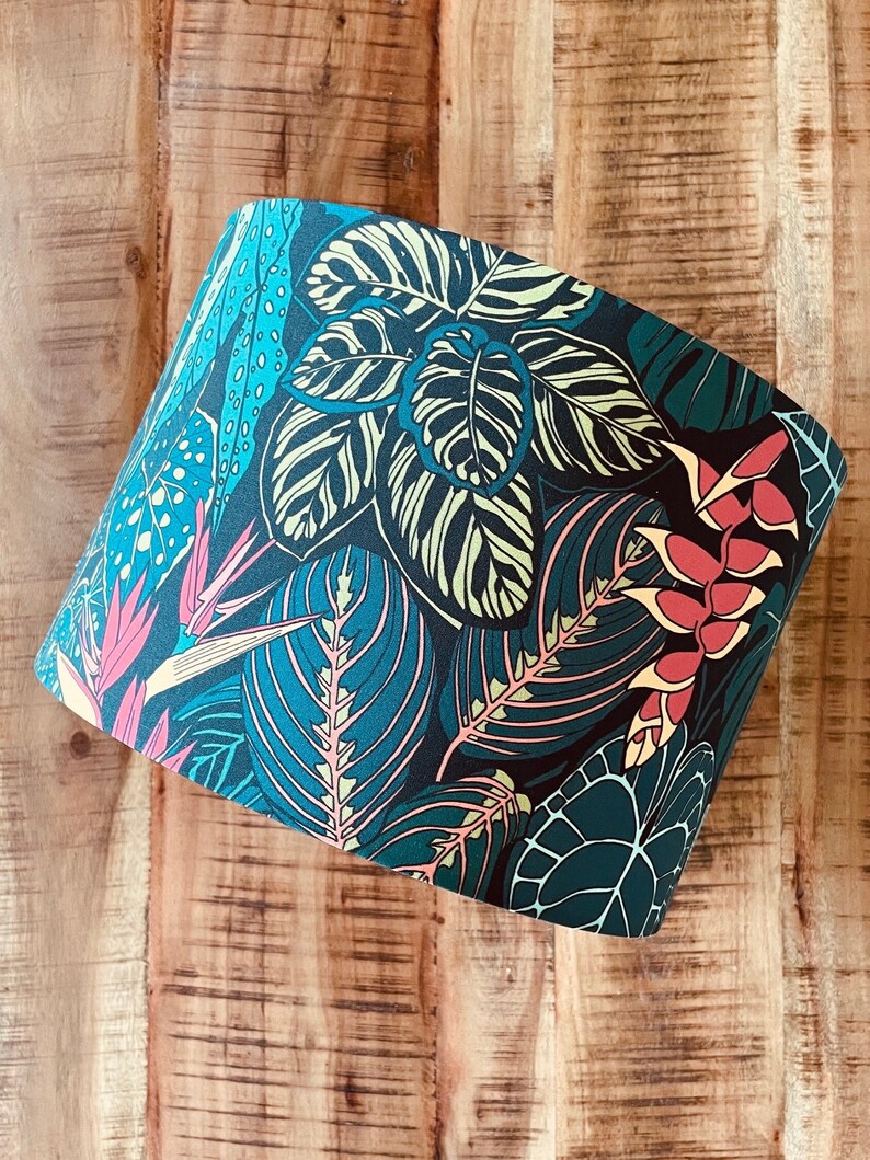 SIZE L ONLY Handmade Drum Lampshades Floral Drum Lampshades Jungle Tropical image 2