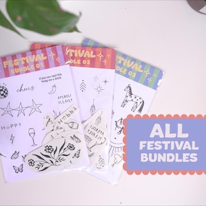 Set of 3 Festival Bundles | 35 Minimal Fineline Tattoos | Festival Summer Party | Small Tattoo Bundle adhesive tattoos