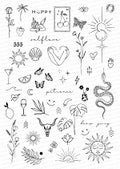 48 Fineline Temporary Tattoos pinterest tiny Flashes boho inspiration summer sheet temporary tattoos Tiny Sticker Arm product logo
