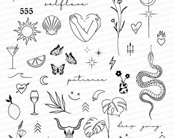 48 Fineline tatouages temporaires pinterest minuscules flashs boho inspiration feuille d’été tatouages temporaires petit autocollant bras