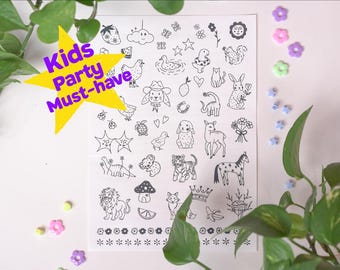 44 Temporary Tattoos for Kids – High Quality Cute Animals, Dinosaurs, Flowers, Butterflies, Horses, Lions – Party Gift Fun - Christmas Ideas