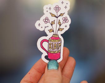 Floral Flowers Vinyl Sticker |  Art vintage illustration journaling