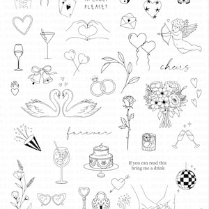 43 Wedding Wedding Party Love Hen Party JGA Fineline Temporary Tattoos Pinterest tiny sheet temporary tattoos bachelorette