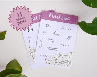 Temporary Tattoo Font Bundle 01 | Letterings, Handwritten, Numbers adhesive tattoos, forever, keep going, selflove | Wedding fun party summer