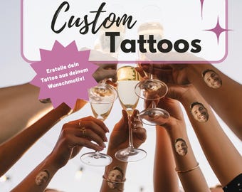 Custom Temporary Tattoos Set - Klebetattoos für JGA, Hochzeit, Hochzeitsidee, Geburtstag, Event Wedding Ideas, Geschenke, Gastgeschenk