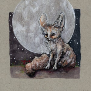 Alepoú (Six Available Fennec Fox Original Colored Pencil Drawings)