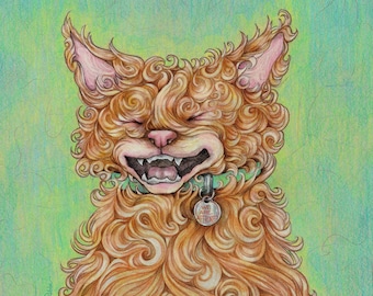 WE ARE AFFRONTED (Original Colored Pencil Cat Drawing)