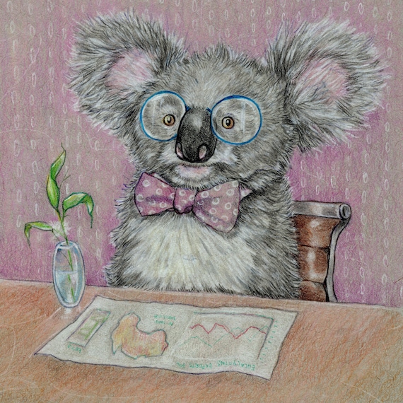 Business Koala dibujo original a lápiz de color Donación de - Etsy México Business Koala dibujo original a lápiz de color Donación de - Etsy México