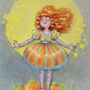 Reina de la calabaza (dibujo original a lápiz de color)