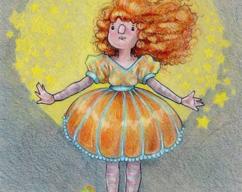 Pumpkin Queen (Original Colored Pencil Drawing)
