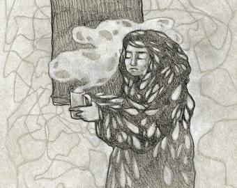Cease Repining (Illustration of "The Rainy Day" by Longfellow; Original Pencil Drawing)