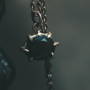 Black Spinel Pendant Necklace | 14K Gold & Blackened Silver | Meteoromance Collection | Gothic Necklace | Handmade NYC