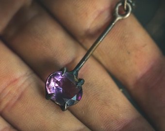 Divination Pendulum Necklace | Purple Amethyst | Sterling Silver Spiritual Charm | Talisman for Meditation & Ritual | Meteromance