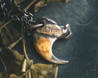 Bobcat Claw Pendant — A Symbol of Mystery and Freedom | Sterling Silver & 23.5K Gold