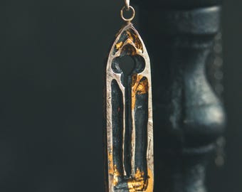 Gothic Church Window Pendant – Sterling Silver, 23.5K Gold Keum-boo