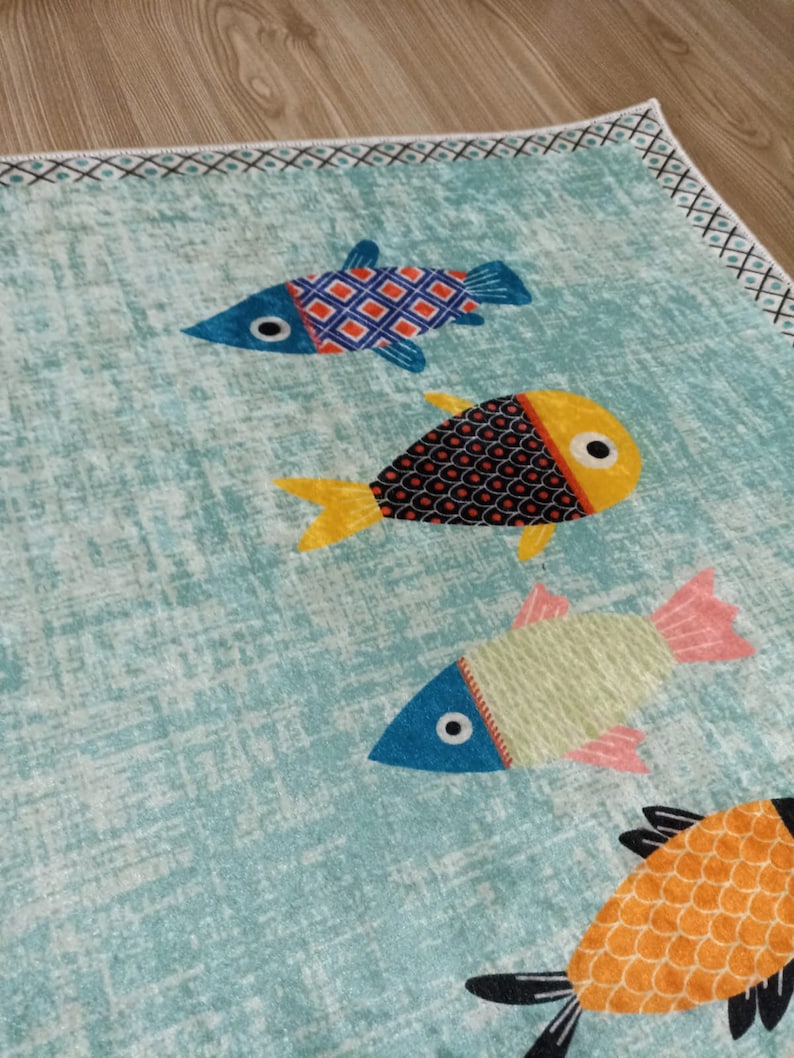 Fish Decorative Machine Washable Non-slip Kitchen Rug/mat - Etsy