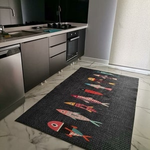 Fish Decorative machine washable Non-Slip Kitchen Rug/Mat