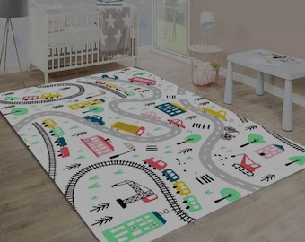 Kids Play Activity Road Car Rug / Nursery mat