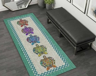 Turtle Pattern Rug /Machine washable Non-Slip Kitchen Rug/Mat