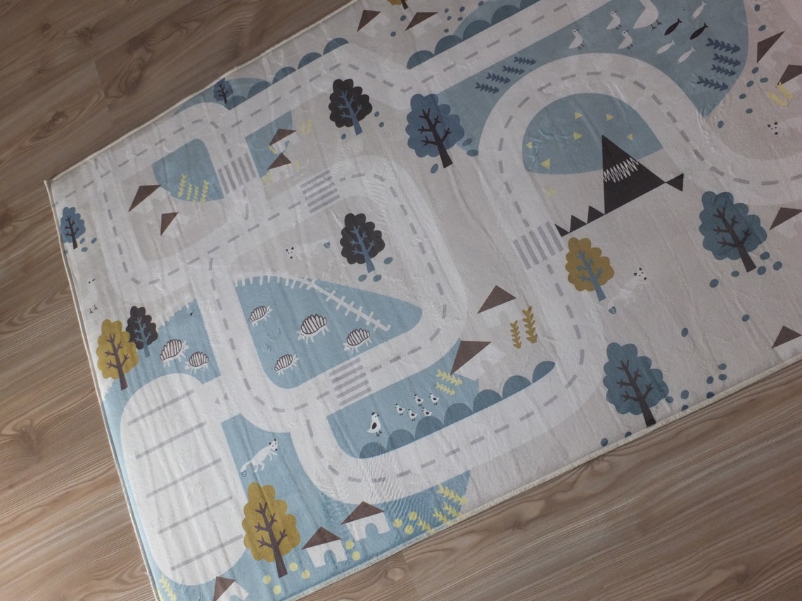 Kids Play Rug / Road Rug / Washable Activity Rug / Nursery Mat Etsy UK
