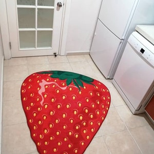 Strawberry Decorative machine washable Non-Slip Kitchen Rug/Mat