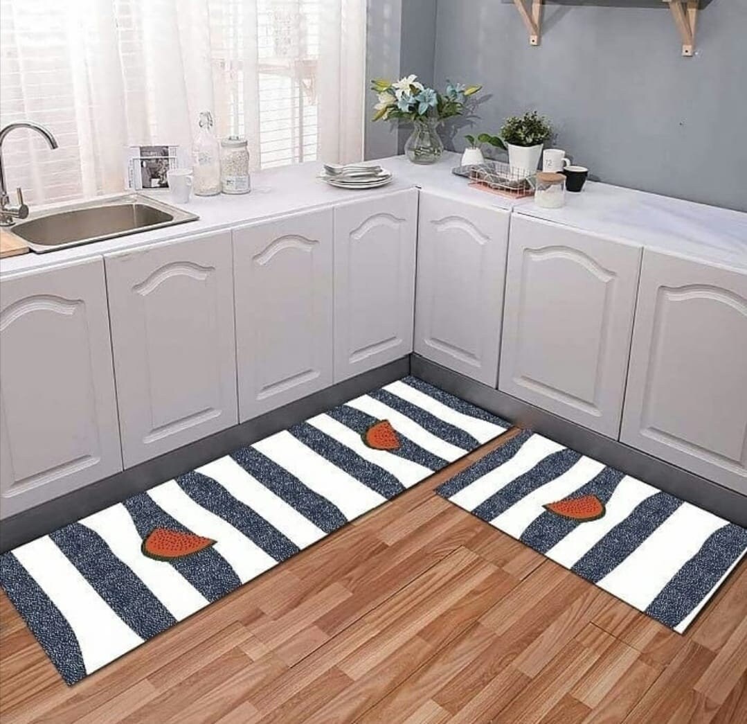 Modern Striped Kitchen Rug With Watermelon Pattern/kitchen Mat