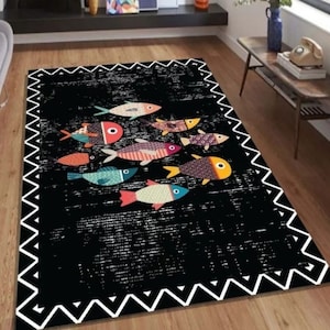 Fish Decorative machine washable Non-Slip Kitchen Rug/Mat