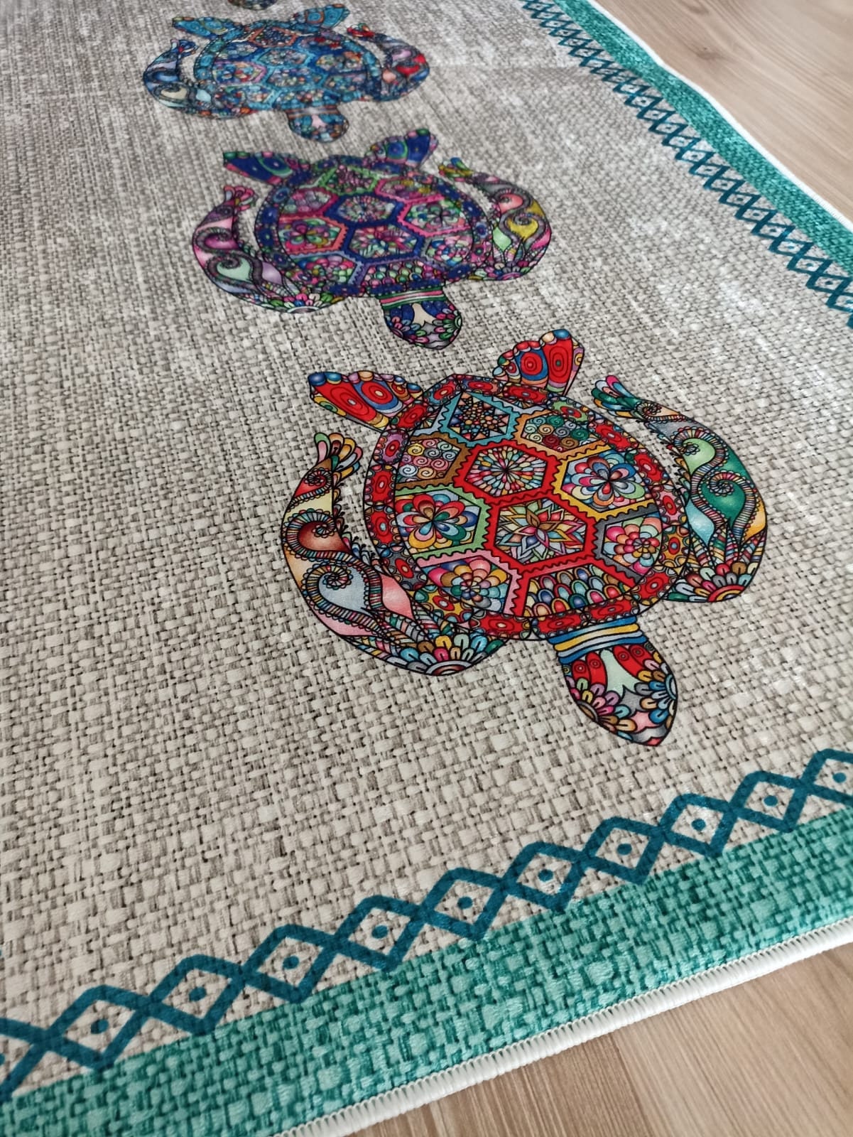 Grid Turtle Pattern Rugs Turtle Pattern Kitchen Rug - Machine Washable Kitchen Rug - Non Slip ...