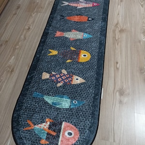 Fish Decorative machine washable Non-Slip Kitchen Rug/Mat