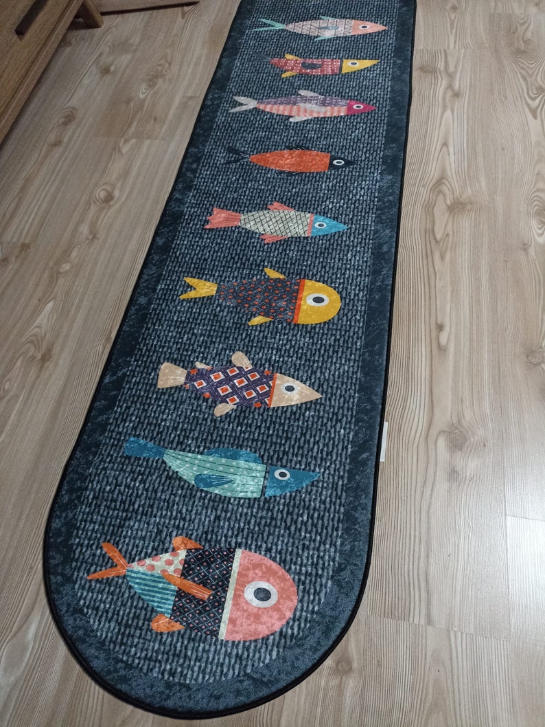 Whimsy Fish Rugs Fish Decorative Machine Washable Non-slip Kitchen Rug/mat - Etsy