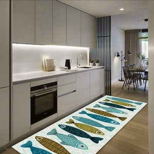 Fish Decorative machine washable Non-Slip Kitchen Rug/Mat