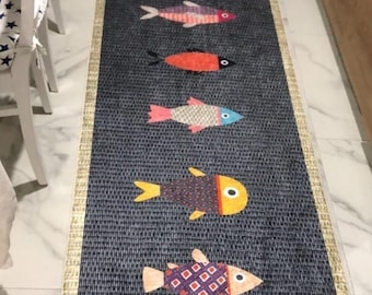 Fish Decorative machine washable Non-Slip Kitchen Rug/Mat