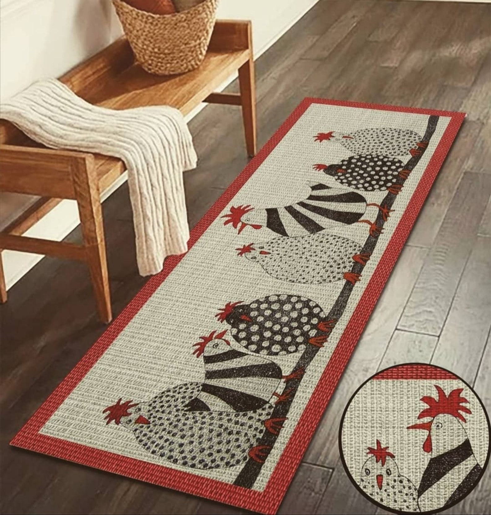 Chiken Rugs Chicken Decor Kitchen Dining Room Runner Rug / Mat Non-skid Machine ...