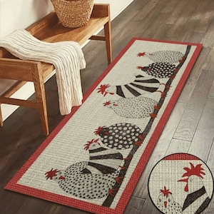 Chicken Decor Kitchen Dining Room Runner Rug / Mat Non-Skid Machine Washable/ Mat/Kitchen Rug